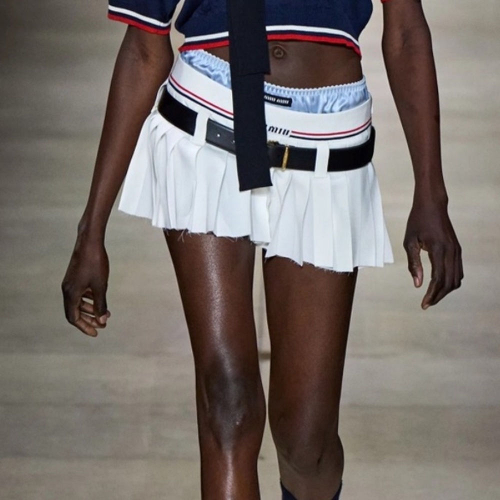 Miu Miu F/W 2022 Mini Pleated Tennis Skirt. Hot Item. NWT. Sz 44 IT. US 8.